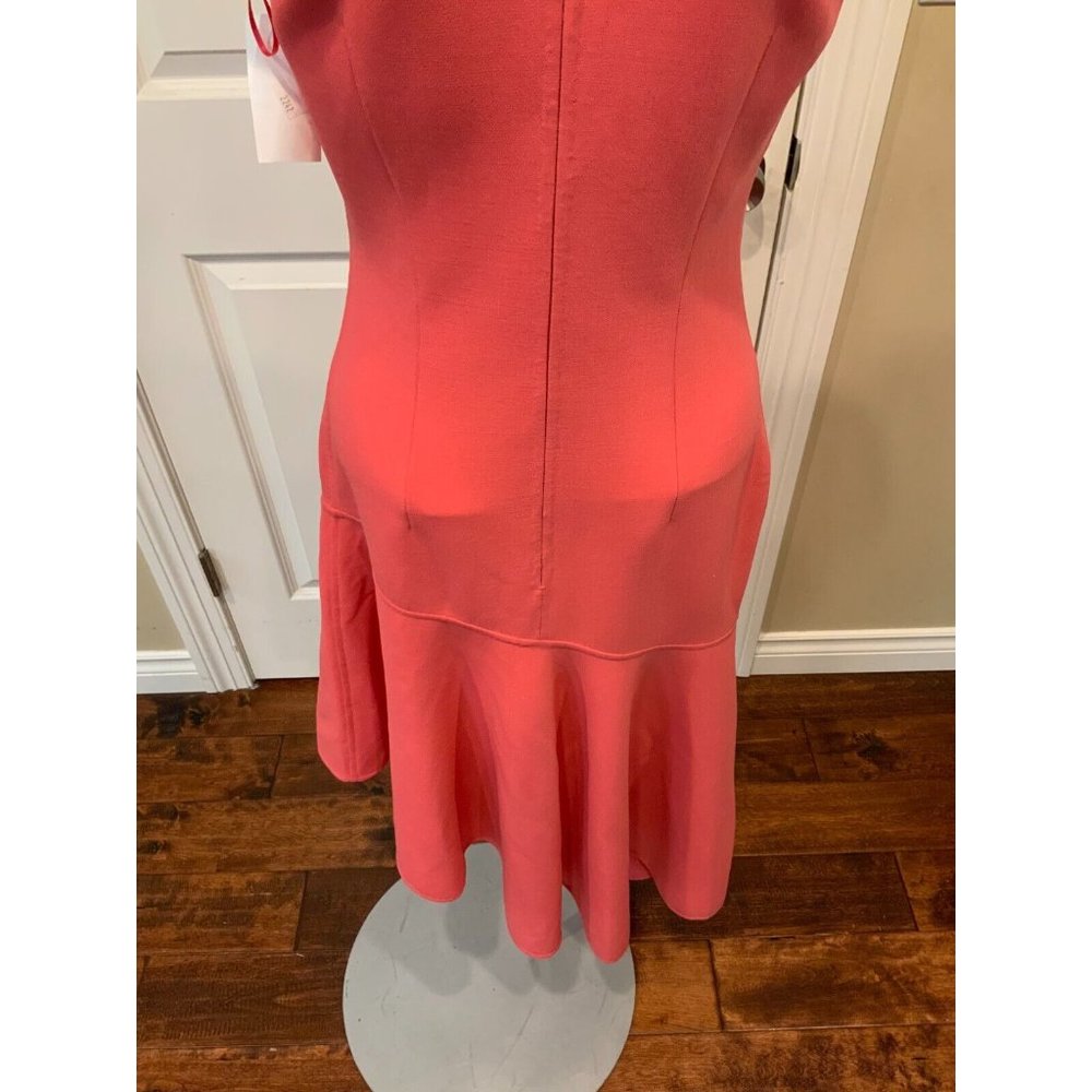 Michael Kors Collection Coral Pink Wool Crepe Fit & Flare Dress, Size 2 - Picture 8 of 9